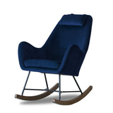 Rumi Blue Velvet Fabric Rocking Chair