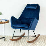 Rumi Blue Velvet Fabric Rocking Chair