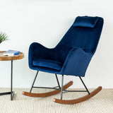 Rumi Blue Velvet Fabric Rocking Chair