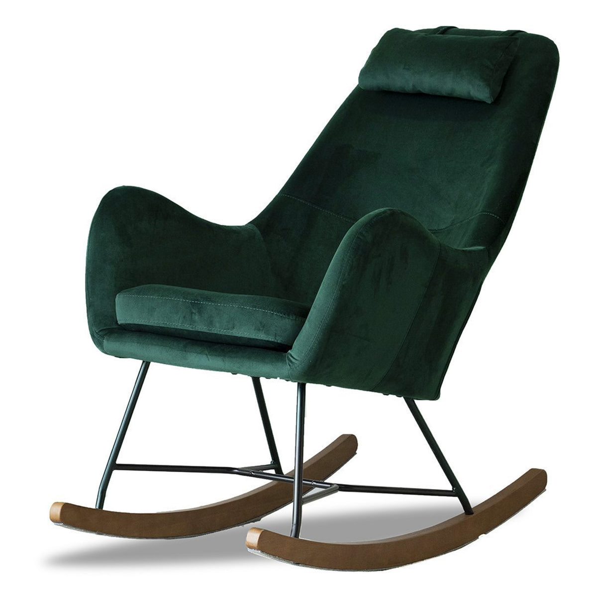 Rumi Green Velvet Fabric Rocking Chair