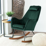 Rumi Green Velvet Fabric Rocking Chair