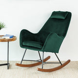 Rumi Green Velvet Fabric Rocking Chair