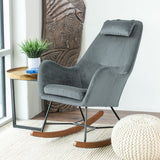 Rumi Gray Velvet Fabric Rocking Chair