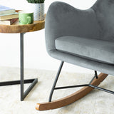 Rumi Gray Velvet Fabric Rocking Chair