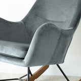 Rumi Gray Velvet Fabric Rocking Chair