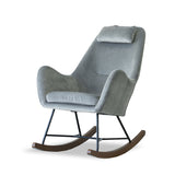 Rumi Gray Velvet Fabric Rocking Chair