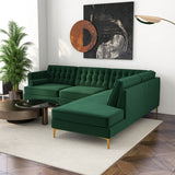 Caleb Sectional Sofa Green Velvet Right Chaise