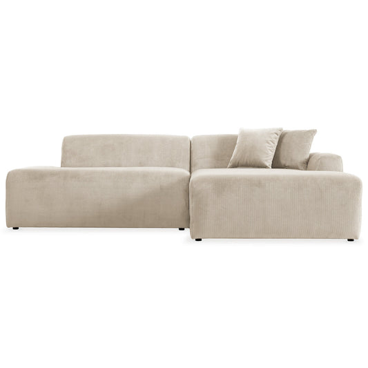 Dexter Cream Velvet Sectional Right Facing Chaise