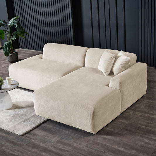 Dexter Cream Velvet Sectional Right Facing Chaise