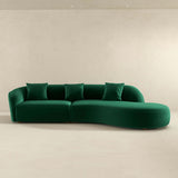 Elijah Dark Green Japandi Style Curvy Sectional Sofa 126"