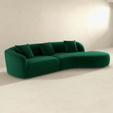 Elijah Dark Green Japandi Style Curvy Sectional Sofa 126"
