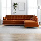 Caleb Sectional Sofa (Burnt Orange Velvet) Right Chaise