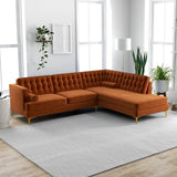 Caleb Sectional Sofa (Burnt Orange Velvet) Right Chaise