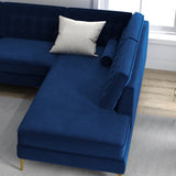 Caleb Sectional Sofa (Blue Velvet) Right Chaise