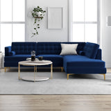 Caleb Sectional Sofa (Blue Velvet) Right Chaise