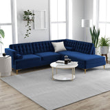 Caleb Sectional Sofa (Blue Velvet) Right Chaise