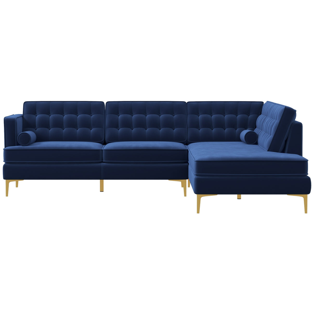 Caleb Sectional Sofa (Blue Velvet) Right Chaise