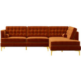 Caleb Sectional Sofa (Burnt Orange Velvet) Right Chaise