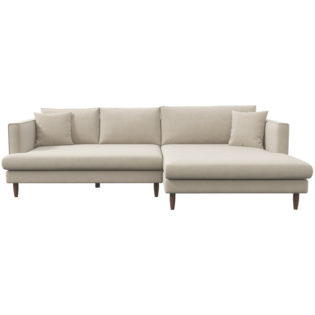 Delano Sectional Sofa (Beige Velvet - Right Facing Chaise)