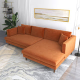 Delano Sectional Sofa (Burnt Orange Velvet - Right Facing Chaise)