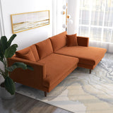 Delano Sectional Sofa (Burnt Orange Velvet - Right Facing Chaise)