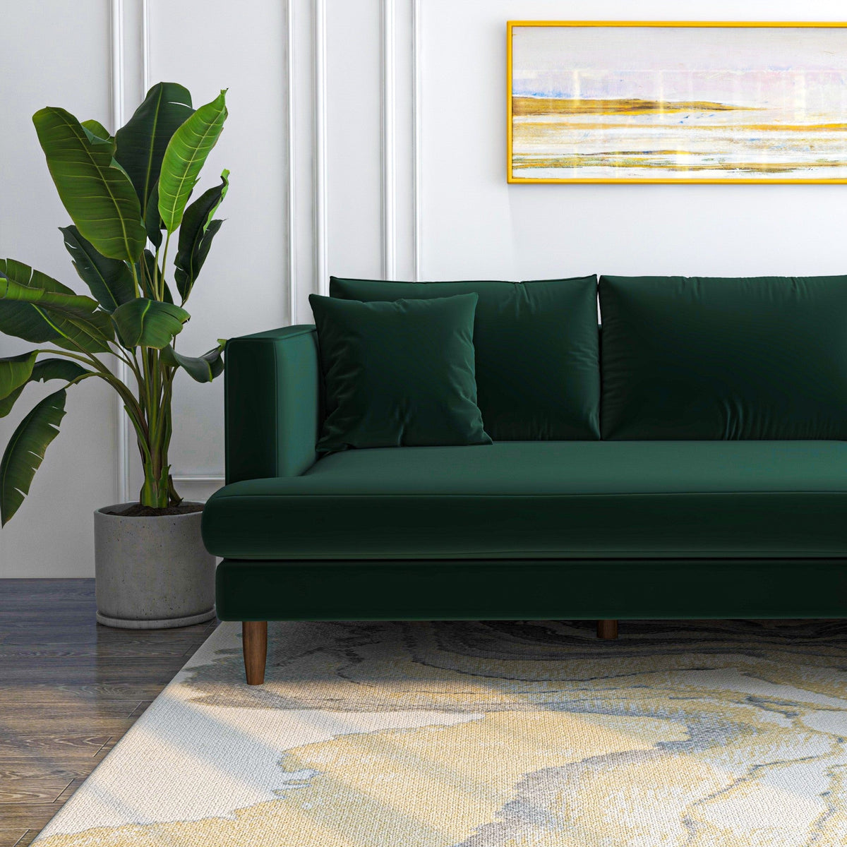 Delano Sectional Sofa (Green Velvet - Right Facing Chaise)