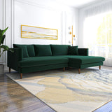 Delano Sectional Sofa (Green Velvet - Right Facing Chaise)