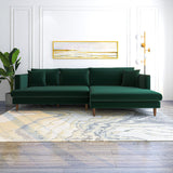 Delano Sectional Sofa (Green Velvet - Right Facing Chaise)