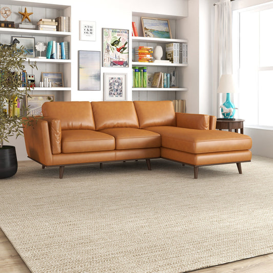 Ferre Leather Sectional Right Facing Chaise