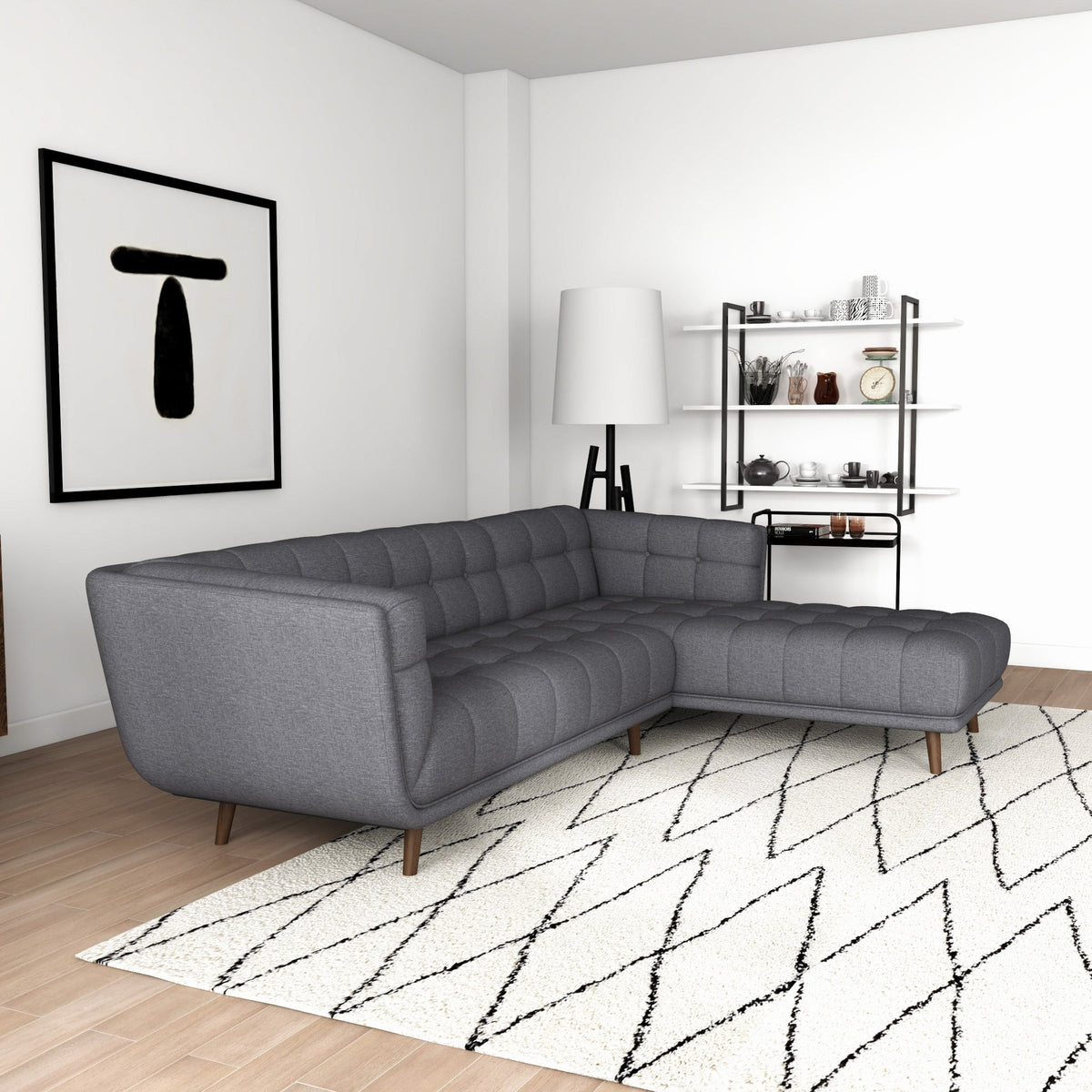 Kano Sectional Sofa (Dark Gray - Right Facing Chaise)