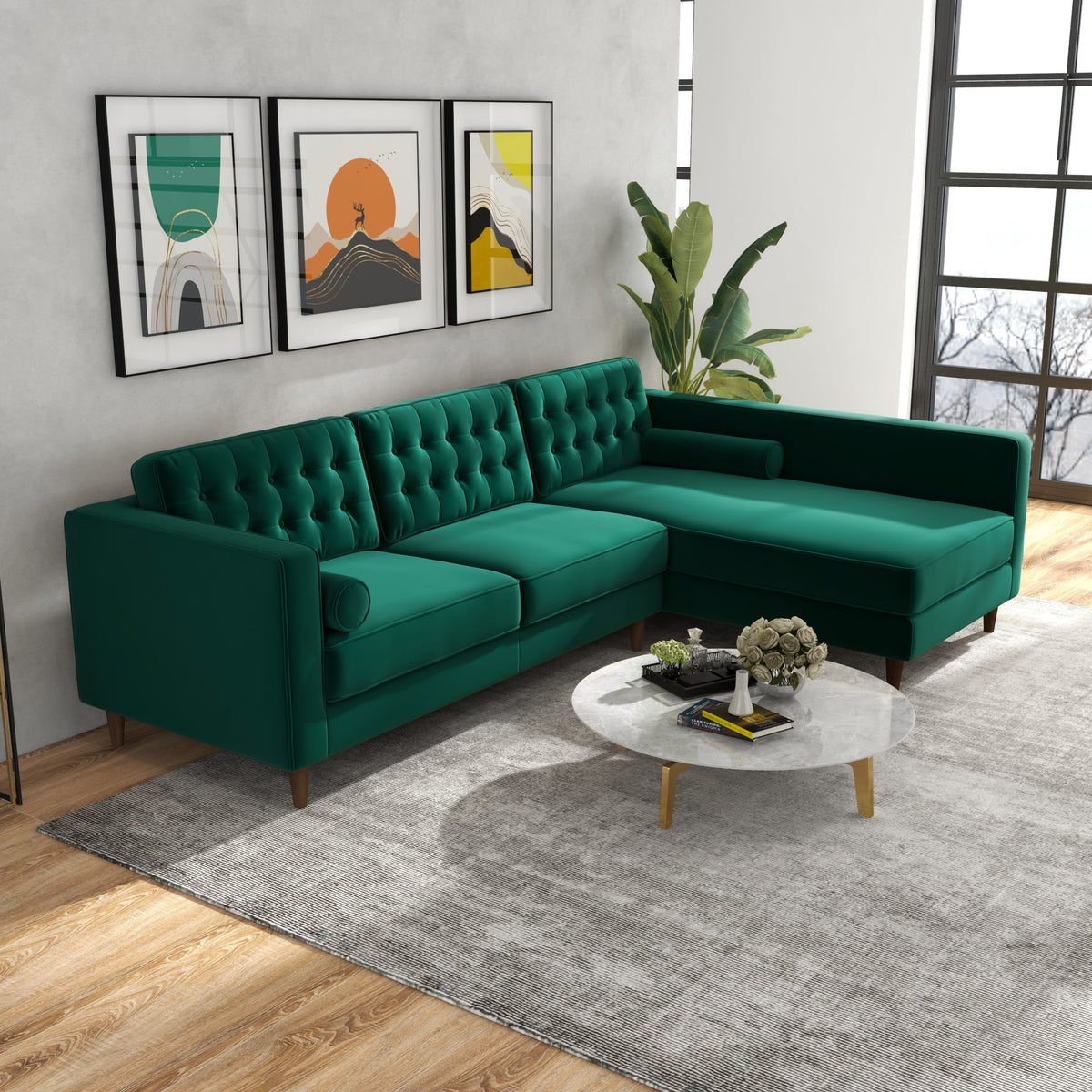 Olson Sectional Sofa (Green) Right Chaise