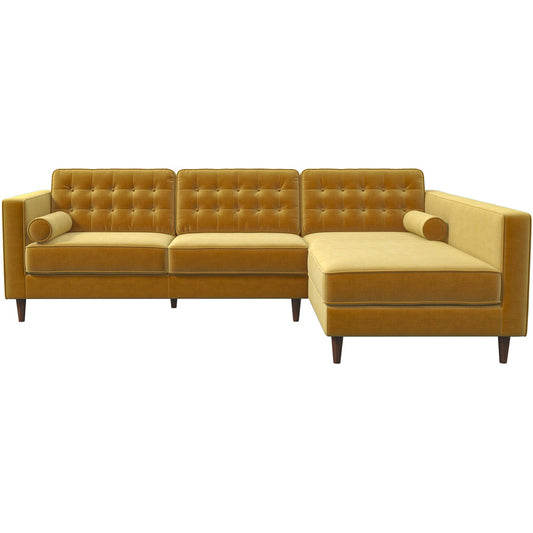 Olson Sectional Sofa Gold Velvet Right Chaise