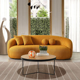 Drake Japandi Style Curvy Gold Boucle Sofa