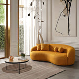 Drake Japandi Style Curvy Gold Boucle Sofa