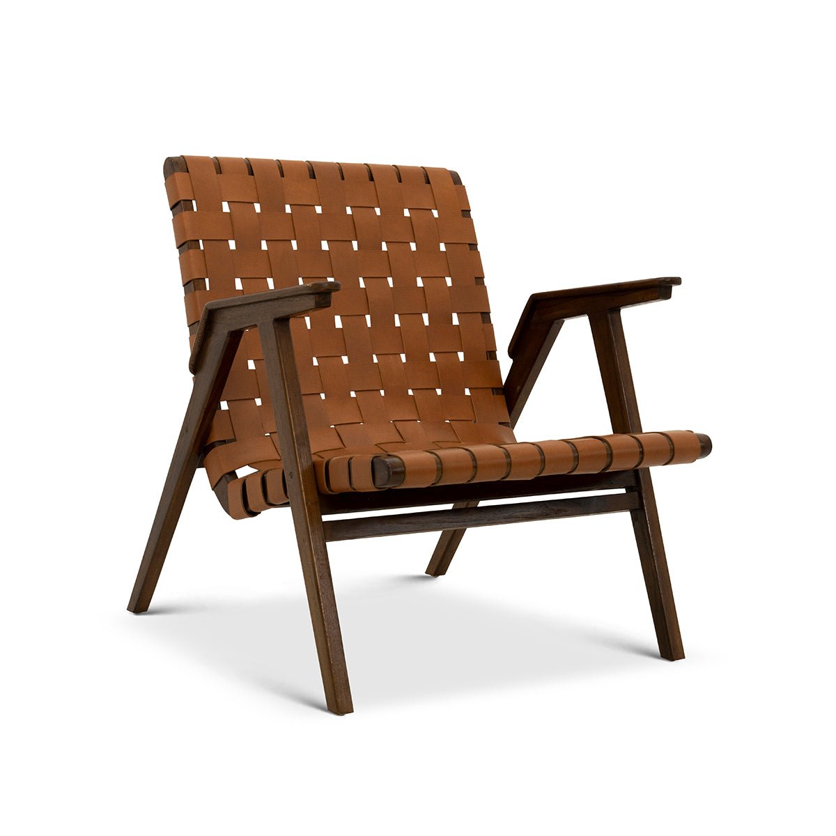 Dairi Genuine Leather Teak Armchair