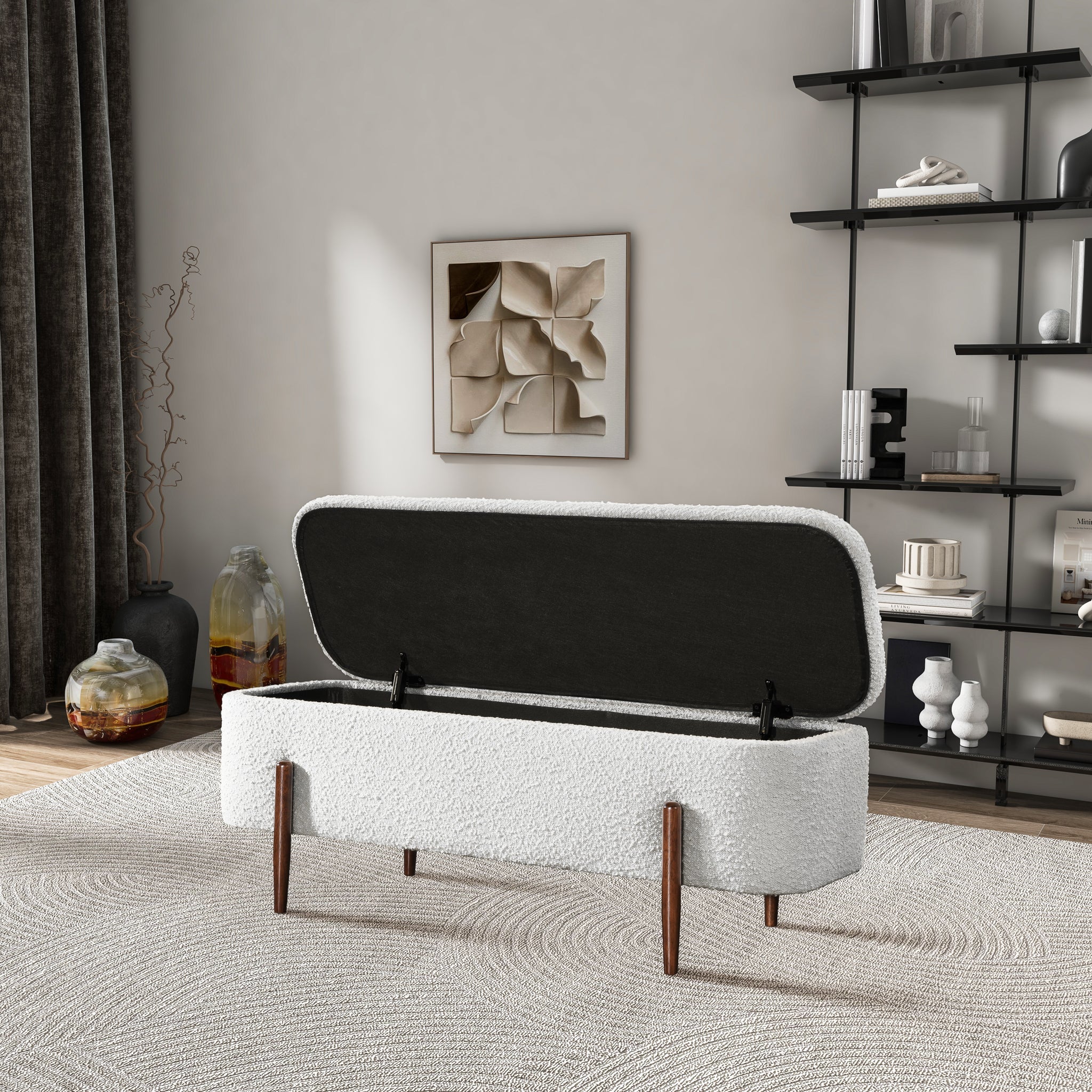 Sarna Ivory Boucle Bench