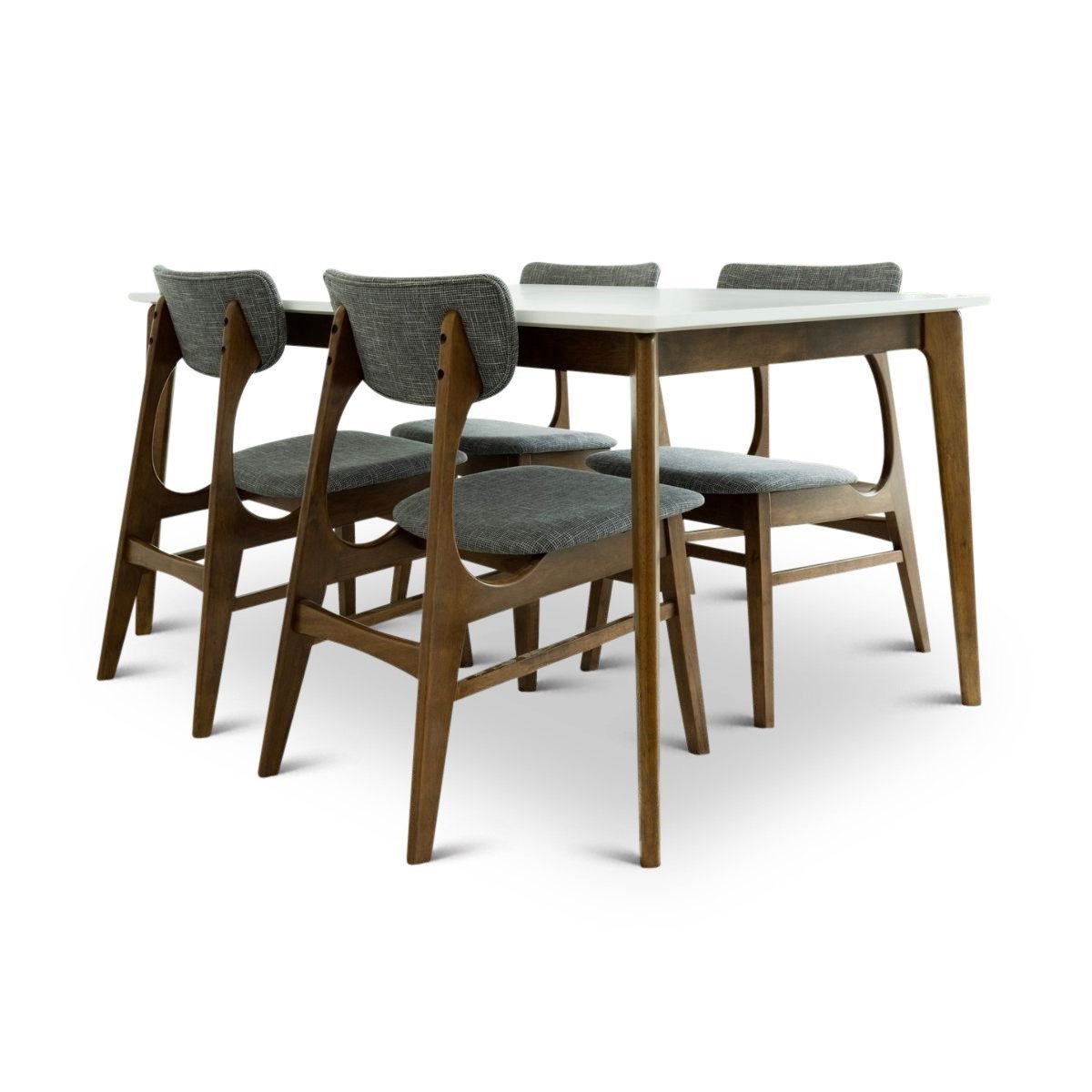 Selena Dining Set With 4 Colins Gray Dining Chairs (White)