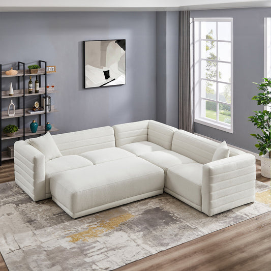 Soho Cream Boucle Corner Sofa With Ottoman