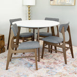 Dining Set, Aliana White Table With 4 Collins Gray Chairs