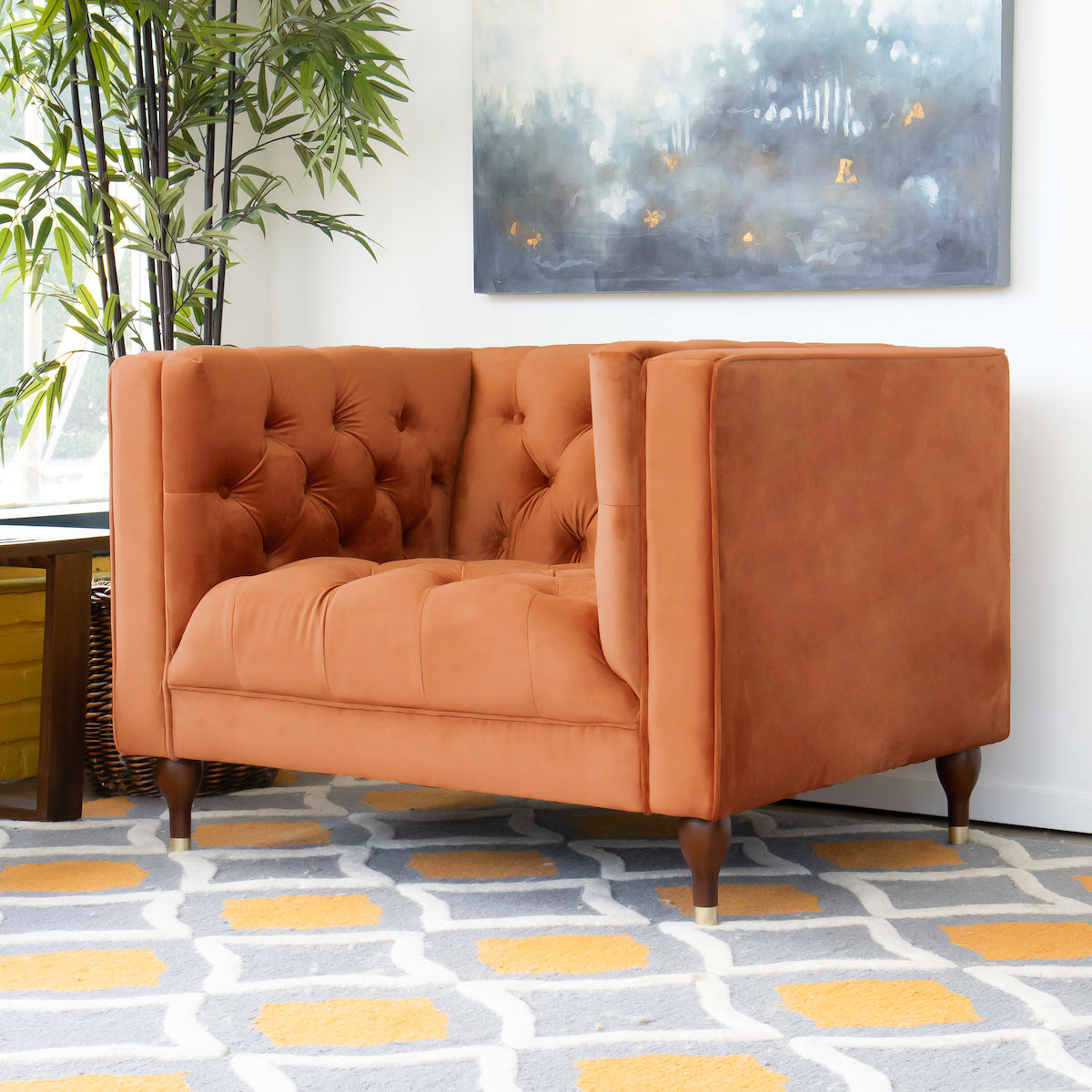 Houston Burnt Orange Velvet Armchair