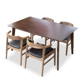 Abbott Large Walnut Dining Set & 4 Zola Black Leather Chairs