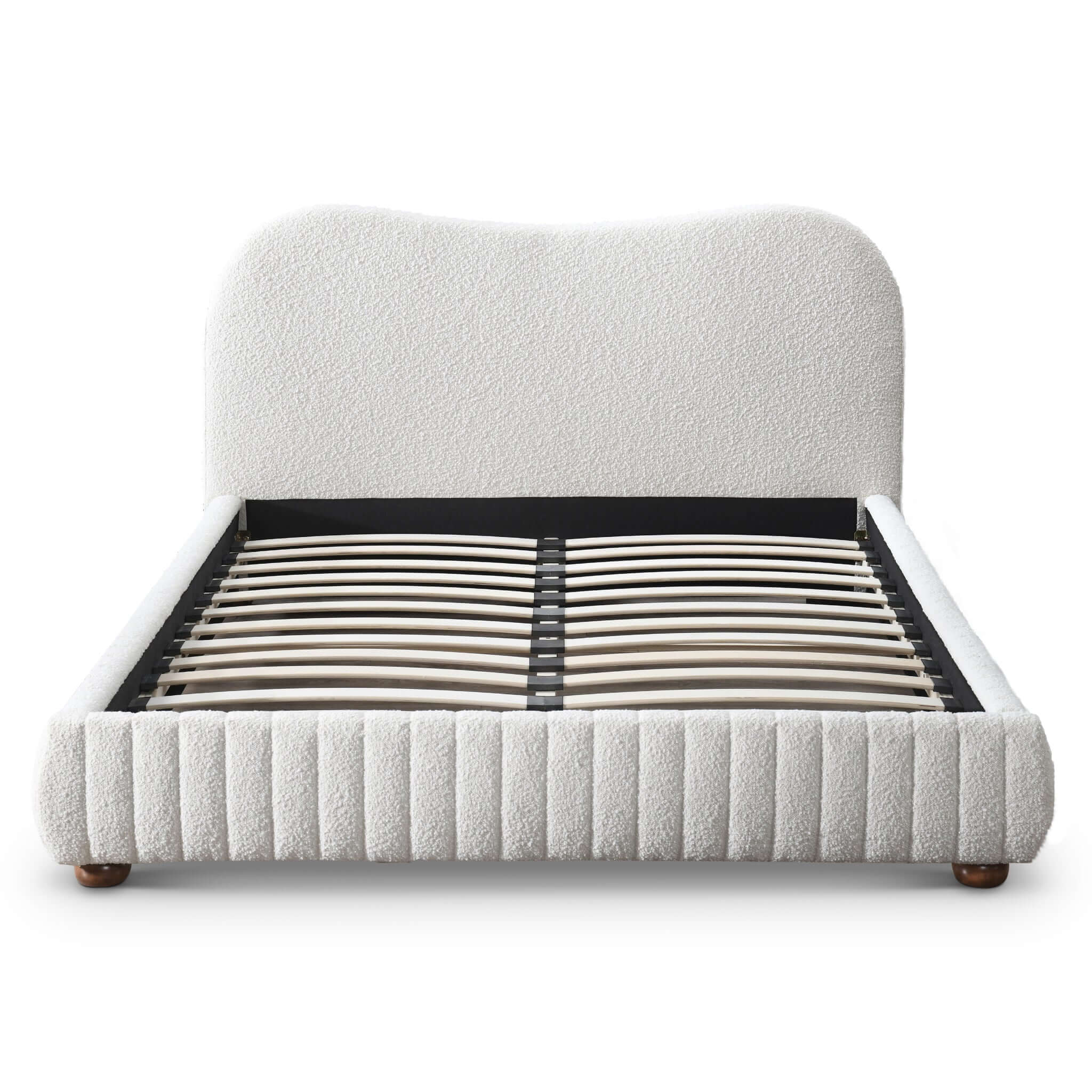 Norme Boucle Upholstered Queen Size Platform Bed In Cream