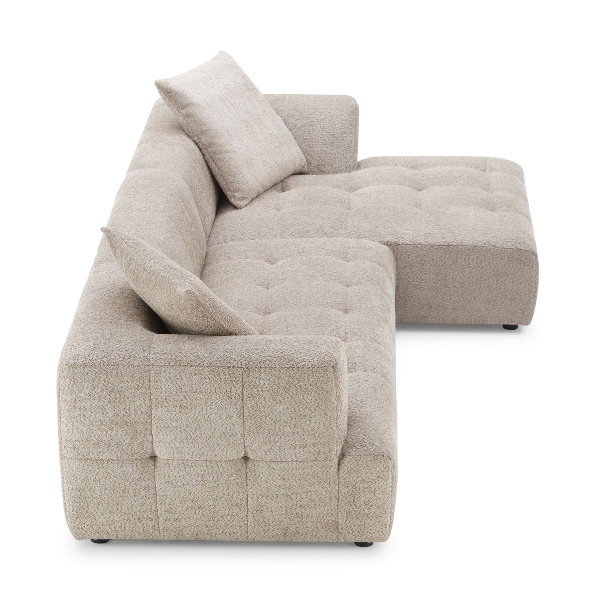 Wade Mocha Boucle L-Shaped Right Sectional Sofa