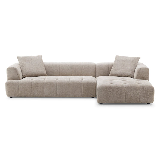 Wade Mocha Boucle L-Shaped Right Sectional Sofa