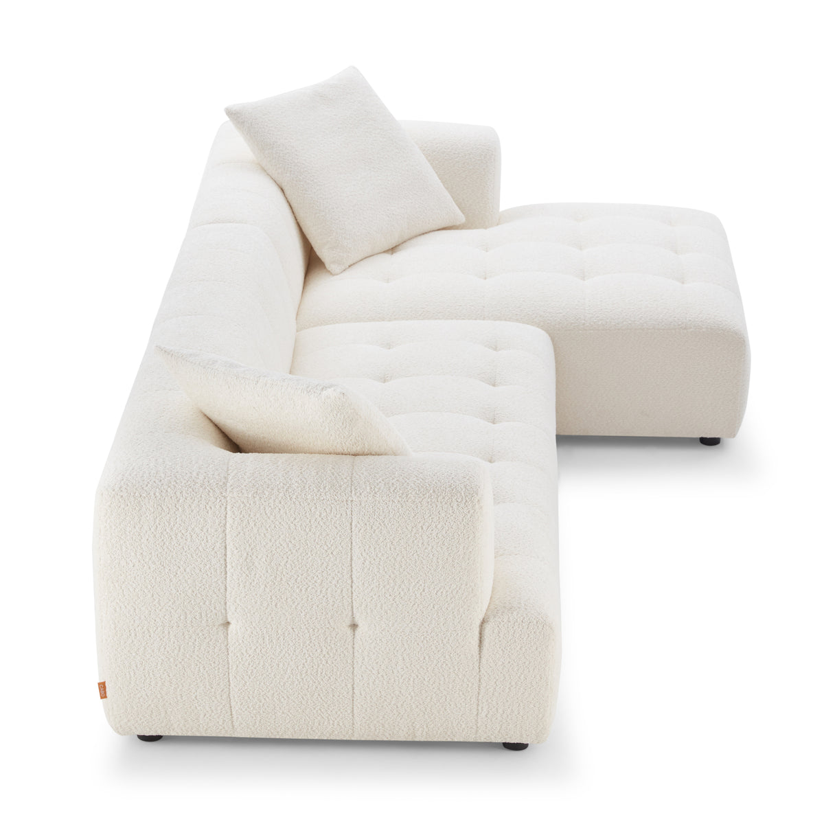 Wade Ivory Boucle Right Facing Chaise Sectional Sofa