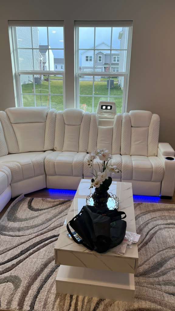 White power recliner with Bluetooth and LED and LED