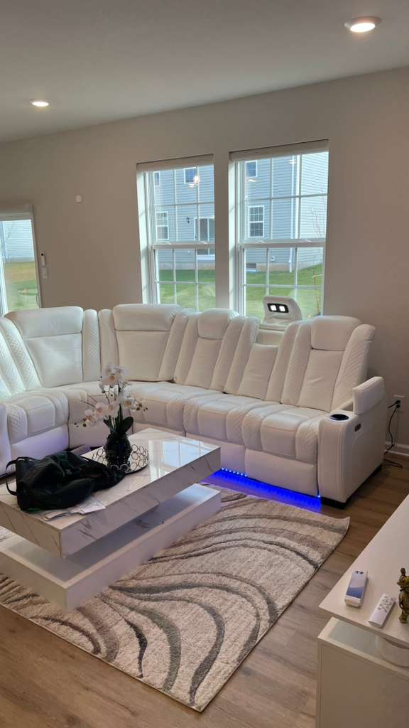 White power recliner with Bluetooth and LED and LED