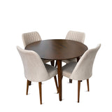 Palmer Dining Set With 4 Evette Beige Dining Chairs (Walnut)