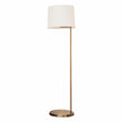 Zenith Offset Brass Base Floor Lamp with Drum-shaped Linen Shade