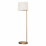 Zenith Offset Brass Base Floor Lamp with Drum-shaped Linen Shade